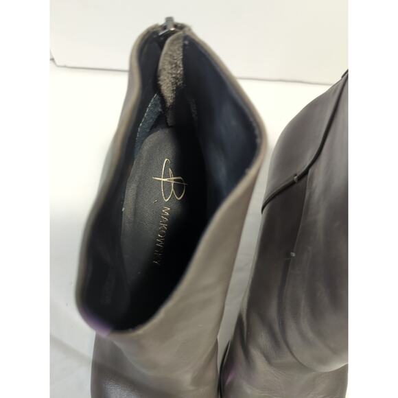 B. Makowsky Women's Size 8M Gray Soft Leather Ankle Boots Booties 3in Heel - Picture 3 of 11